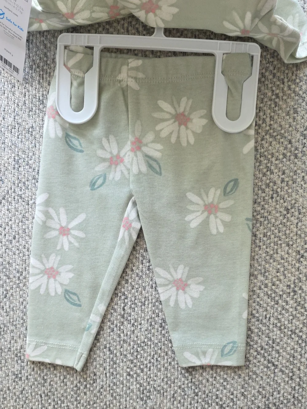 Carter's Mint Green Floral Baby Onesie Set with Pink Accents